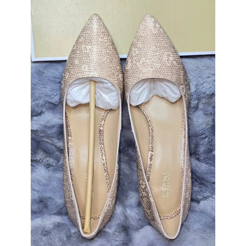 NWB Michael Kors Claire Pump Embossed Leather‎ Snake Print Heels Oyster US 9.5